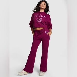 PINK Victoria's Secret High Waist Flared Ivy Fleece Sweatpants Women's Large EUC